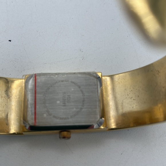 Women’s Quartz goldtone Footsteps spiritual Christian cuff watch needs battery - Picture 7 of 7